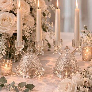 Stunning Pair of Vintage Imperial Glass "Katy" Double Candle Holders